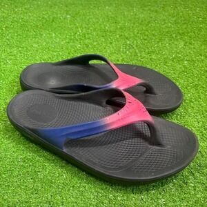 Oofos Flip Flops Sandals Womens 9 EU 40 Recovery Slip-On Comfort Pink/Blue